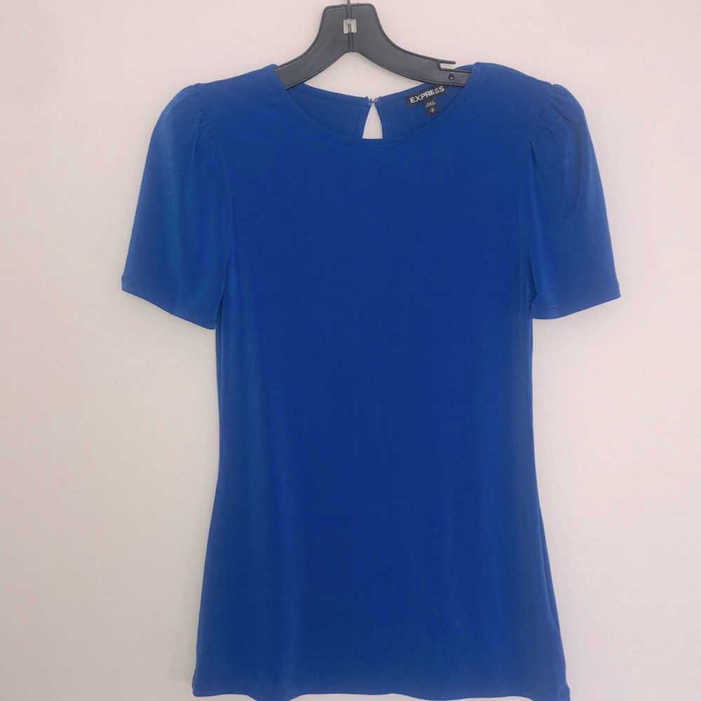Blue keyhole blouse